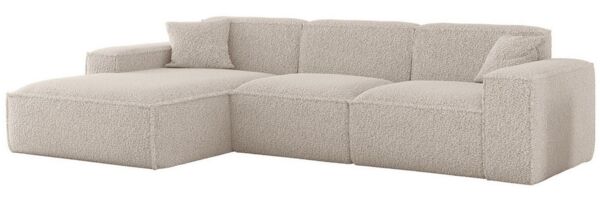 Ecksofa Designersofa CELES PREMIUM in Stoff Sven Altweiß Ottomane Links