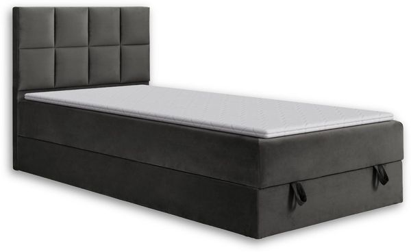 Deine Möbel 24 Boxspringbett Boxbett Polsterbett Komplettbett Jugendbett PETER (Hotelbett Bett für Jugendliche inkl. Kaltschaum-Topper 4 cm, 100x200 120x200 Hellgrau Graphit Rosa Pink), inkl. Bonnell-Federkernmatratzen Matratzen H3 Grau Beige Blau