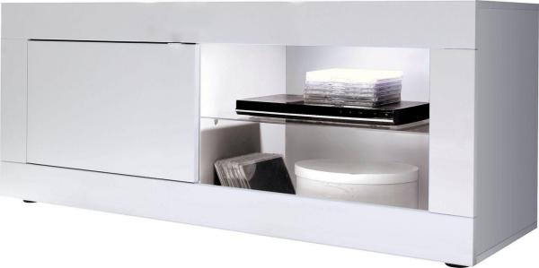 TV-Element BASIC Weiß lackiert B 140 cm 1 Tür 2 Fächer