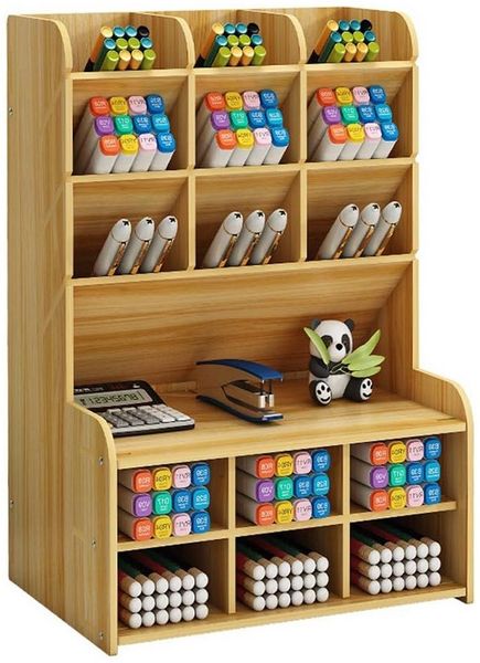 TUWENA Aufbewahrungsdose Stifthalter Aufbewahrungsbox aus Holz mit Schublade, Multifunktionaler Schreibtisch Organizer für Zuhause, Büro und Schule