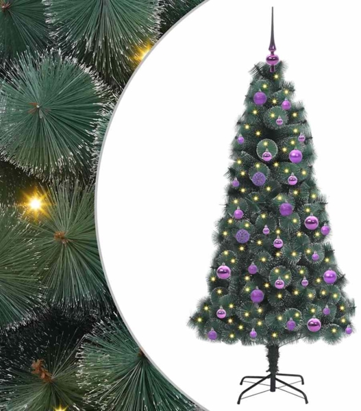 vidaXL Künstlicher vorbeleuchteter Weihnachtsbaum mit Kugelset 150 cm 3396159