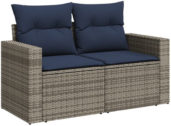 vidaXL 11-tlg. Garten-Sofagarnitur mit Kissen Grau Poly Rattan 3219491 Bild 5