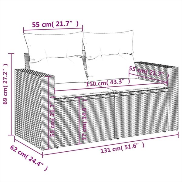 vidaXL 11-tlg. Garten-Sofagarnitur mit Kissen Grau Poly Rattan 3219491 Bild 9