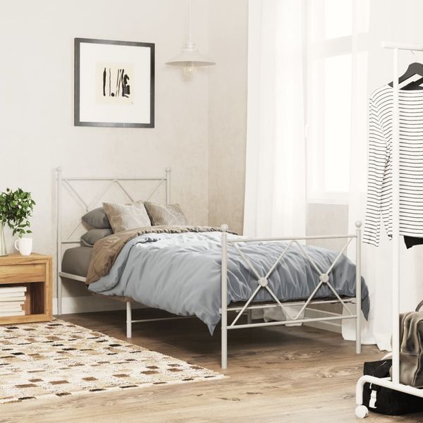 vidaXL Bettgestell mit Kopf- und Fußteil Metall Weiß 80x200 cm 376560