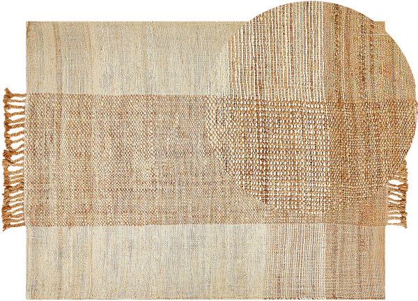 Teppich Jute sandbeige 140 x 200 cm geometrisches Muster Kurzflor HAMZALAR