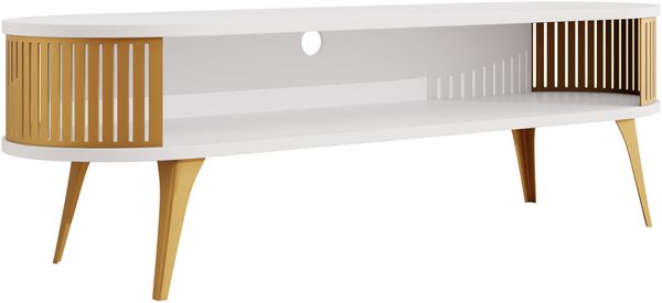 TV-Lowboard Rajkon Oval Gold (Farbe: Gold / Arktisches Weiß)