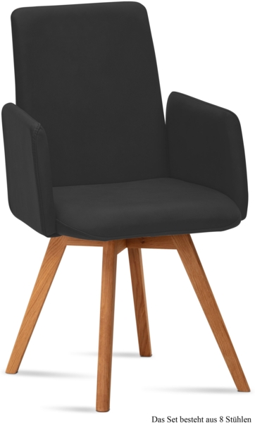 Armlehnstuhl (8er-Set) Dilys 52x92x60 Eiche geölt/Anthrazit