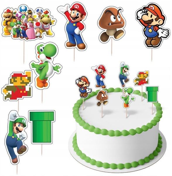 Festivalartikel Tortenstecker Mario Topper Set 8 Stk Geburstag Torten Deko Kuchen Junge