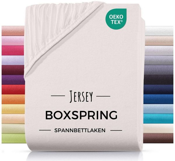 Carpe Sonno Spannbettlaken Boxspringbett Wasserbett Jersey 180x200 180x220 200x200 200x220, Jersey, Gummizug: rundum, (1 Stück), Bettlaken Baumwolle Matratzenbezug hohe Matratzen bis 32cm