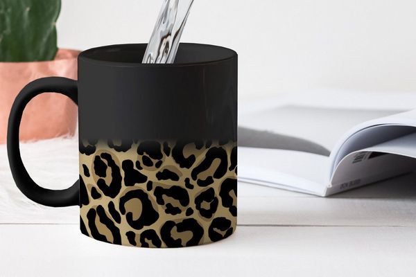 MuchoWow Tasse Pantherdruck - Muster - Leopard, 1-tlg, Keramik, Farbwechsel, Kaffee Tassen, Teetasse, Zaubertasse, Geschenk