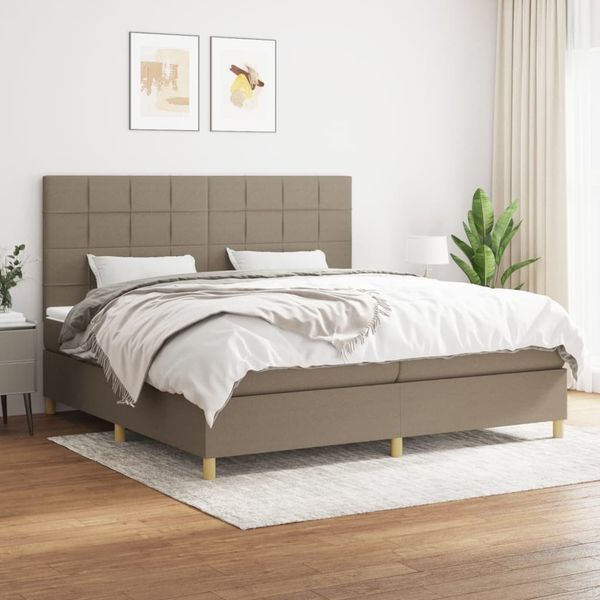 vidaXL Polsterbett mit Matratze Taupe 200x200 cm Stoff, Härtegrad: H2 [3142365]