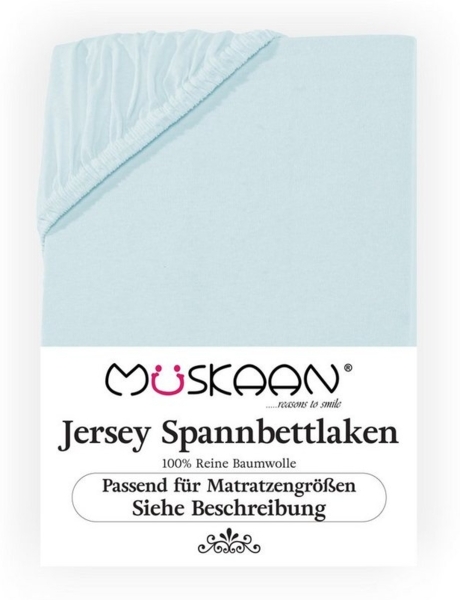 Müskaan Spannbettlaken 180x200 - 200x220 Boxspringbett und Wasserbett 100% Baumwolle, Jersey, Gummizug: Rundumgummizug, Bettlaken bis 32cm Matratzenhöhe Bezug 200x220 Bild 5