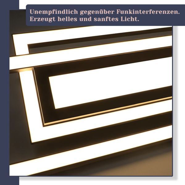 ZMH Deckenlampe LED Deckenleuchte Dimmbar - 2 Schwarz Rahmen Wohnzimmerlampe mit Fernbedienung Modern Design 50W Geometrisch Schlafzimmerlampe für Küche Büro Schlafzimmer Wohnzimmer Bild 6