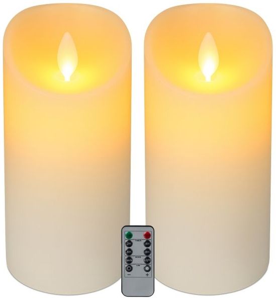 Relaxdays LED Kerzen mit Timer 2er Set 24,5 cm