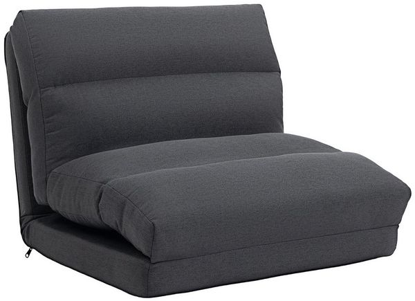 HOMCOM Bodenkissen mit Bettfunktion, Leinenoptik, für Wohnzimmer Schlafzimmer Dunkelgrau