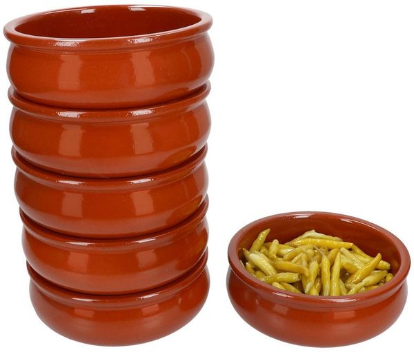 MamboCat Tapas-Schale 6x BERLIN Cazuela Schale bauchig Ø15,7cm Tonware Gr. M mediterran, Ton