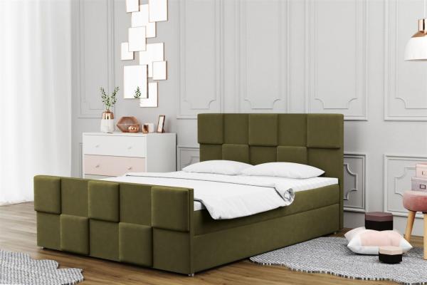 Boxspringbett Schlafzimmerbett MURILO 200x220cm in Stoff Monolith Olive