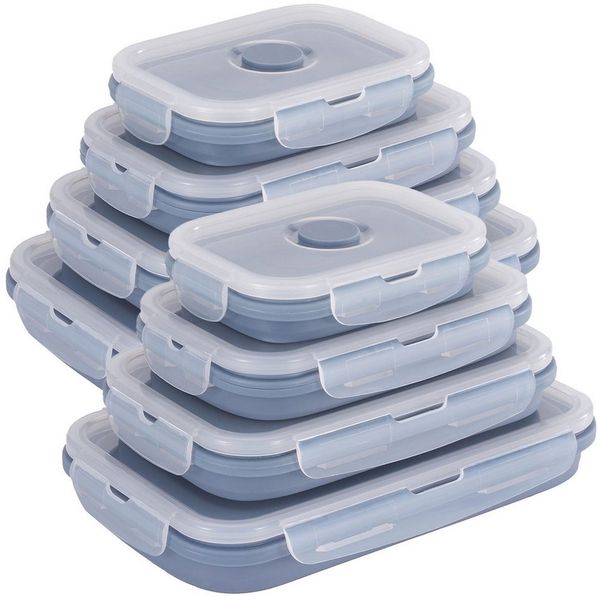 shop'n smile ideoon Frischhaltedose Silikon Frischhaltedosen Faltbare Lunchbox mit Clipdeckel 4/8er Set, (8-tlg, 4er-Set & 8er-Set), faltbar, Clip-Verschluss, Silikondichtung, von 350, 540, 800 & 1200 ml