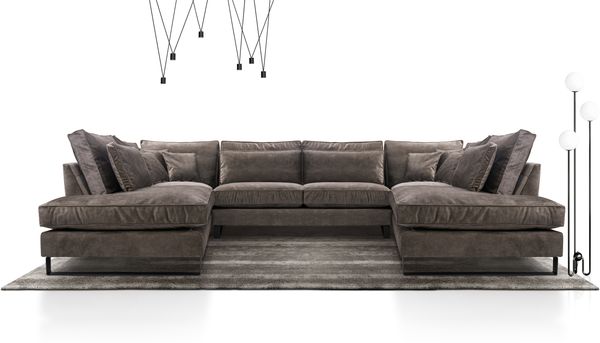 AX LIVING Braune Ecksofa Castellio dunkelbraun Wohnlandschaft U Form