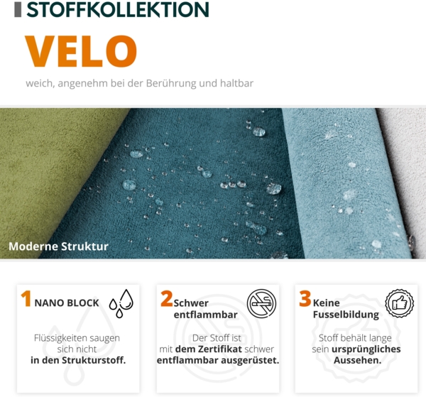 Wohnlandschaft Lonkor U mit Bettkasten und Schlaffunktion (Farbe: Velo 621)