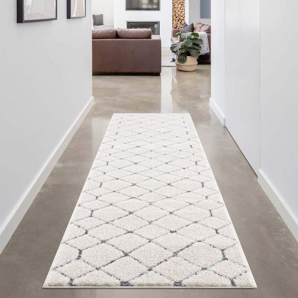 Carpet City Hochflor-Läufer Focus 4499, rechteckig, Höhe: 20 mm, besonders weich, Uni Farben, Rauten-Optik, 3D-Effekt