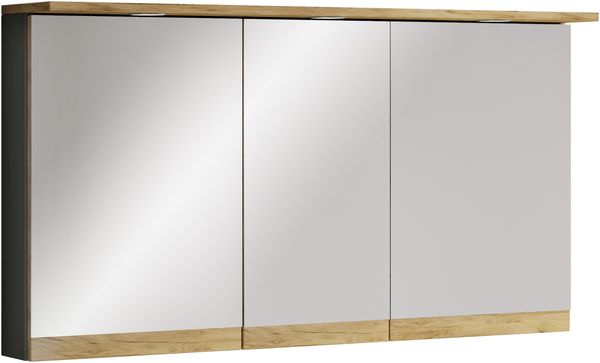 VCM Badmöbel Spiegelschrank Cosila 921848 Anthrazit / Honig-Eiche H. 59 x B. 110 x T. 23 cm