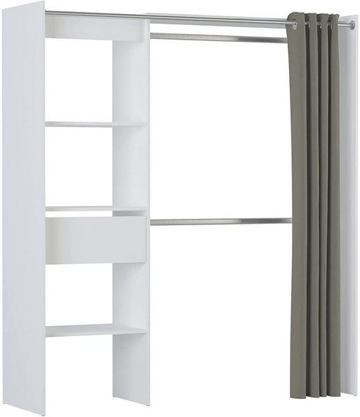 habeig Kleiderschrank Kleiderschrank begehbar offen Garderobe Regal Schublade Vorhang 198454 Inklusive Vorhang zum Zuziehen