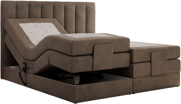 Boxspringbett mit elektrisch verstellbaren Matratzen, zwei Bettkästen und einem Topper - COMFORTO - 180 x 200 cm - Braun Velvet - H4 Bild 4