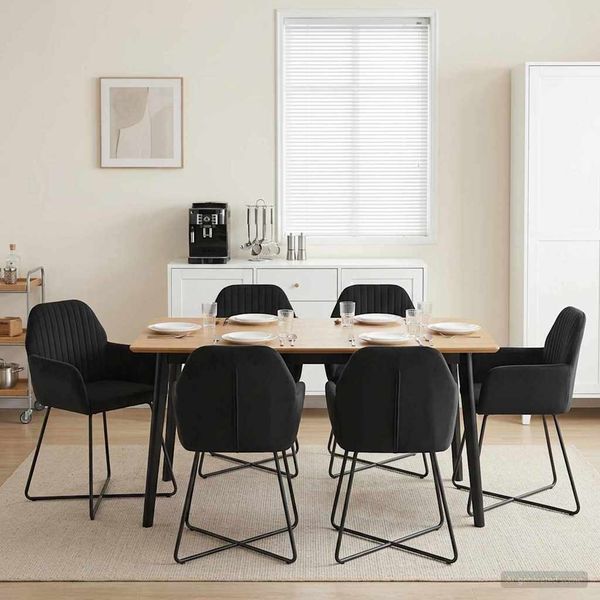 vidaXL Esszimmerstühle 6 pcs Samt (V) Schwarz 55 x 50 x 84 cm 3428388