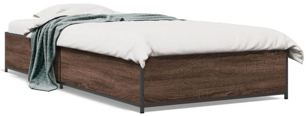 vidaXL Bettgestell Braun Eichen-Optik 75x190 cm Holzwerkstoff Metall 845125 Bild 2