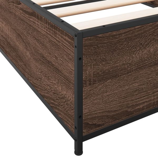 vidaXL Bettgestell Braun Eichen-Optik 75x190 cm Holzwerkstoff Metall 845125 Bild 7