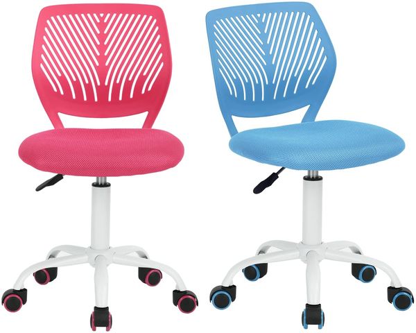 FurnitureR Farbenfroher Stuhl, für Zuhause, Büro, ergonomisch, verstellbar, höhenverstellbar, für Zuhause, Büro und Studium, Metall, Rosa, 38,5 x 40 x 75 cm – 87 cm