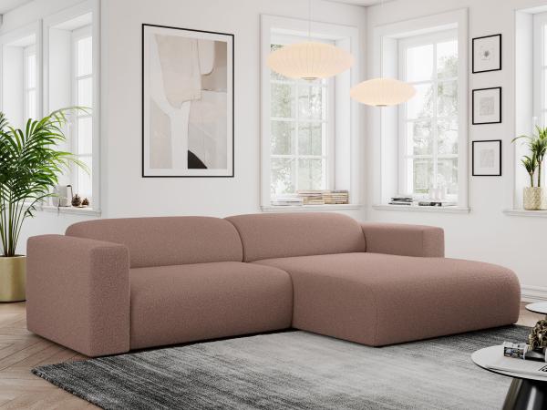 Ecksofa PASADENA, freistehendes Ecksofa, breite Armlehnen, Federsitz - rechts - Rosa Boucle