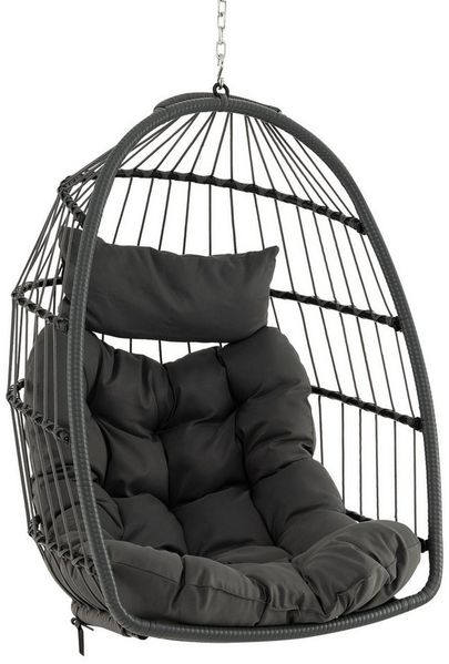 COSTWAY Hängesessel, faltbarer Hängekorb mit Kissen, PE Rattan