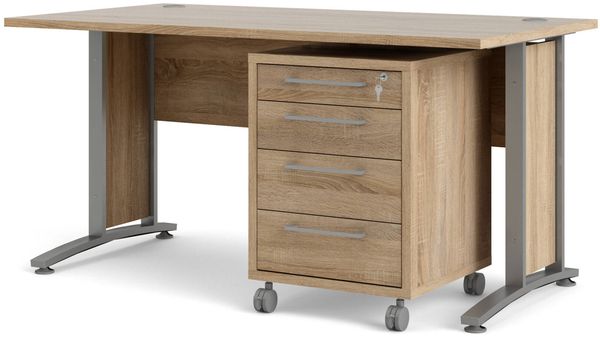 Dmora Schreibtisch Azzaro, Mehrzweckschreibtisch, Bürotisch für PC, Eckschreibtisch, 150x80 h75 cm, Grau und Eiche Bild 6