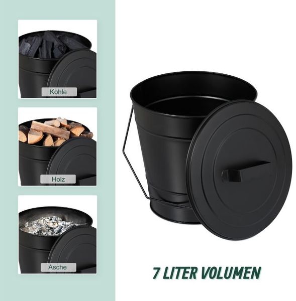 Relaxdays Ascheeimer mit Deckel 7 Liter Bild 4