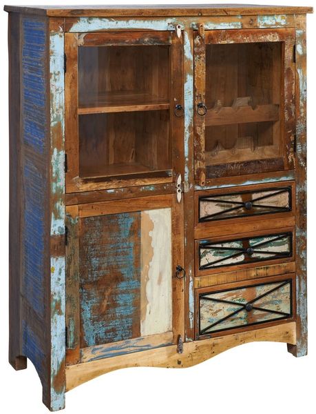 Highboard Altholz 106x45x136 mehrfarbig lackiert NATURE OF SPIRIT #113