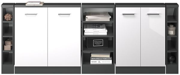 Küchenschrank für Dachschrägen R-Line Weiß Hochglanz 210 cm 5er Set Vicco Bild 6