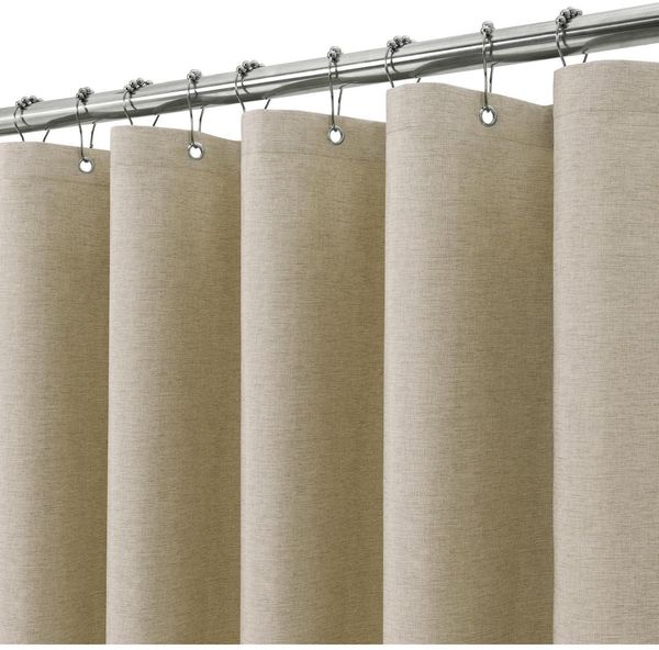 Duschvorhang Leinen mit Metall Duschvorhangringe Stoff Textil Wasserdicht - 182