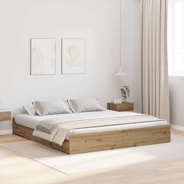 vidaXL Aufbewahrungsbettgestell Artisan-Eiche 180 x 200 cm 3335276