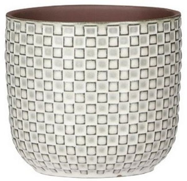Mica Keramikübertopf Daan rund weiss Ø 12 x H 11 cm