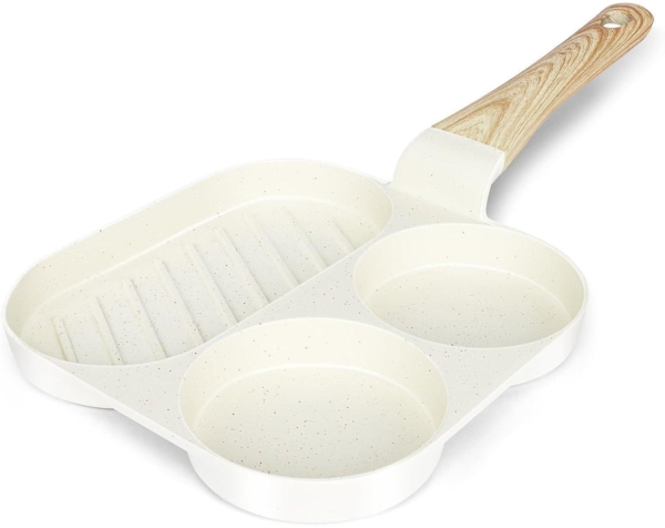 Granit Antihaft Eierpfanne 4-Loch Omlettenpfanne Gasherd Induktion Grau