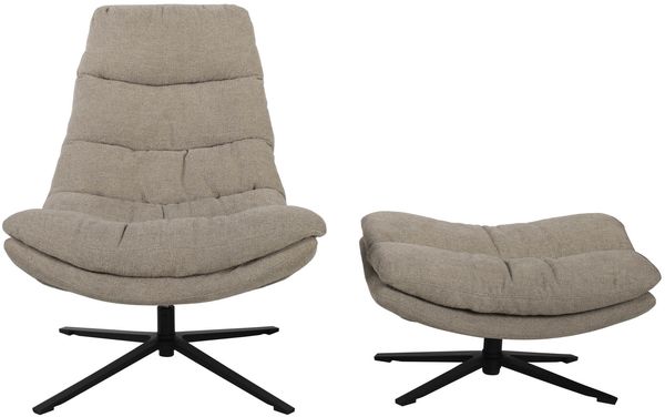 Relaxsessel >Porto< (2-teilig) inkl. Hocker, drehbar, sandfarbig - 83x100x92cm (BxHxT)