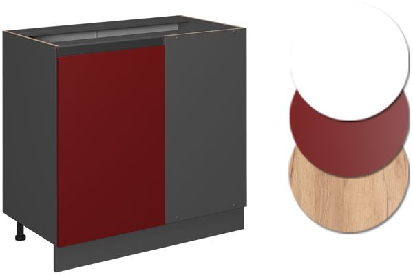 Eckunterschrank R-Line Rot 86 cm J-Shape, ohne Arbeitsplatte Vicco Bild 5
