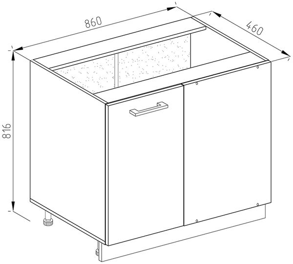 Eckunterschrank R-Line Rot 86 cm J-Shape, ohne Arbeitsplatte Vicco Bild 3