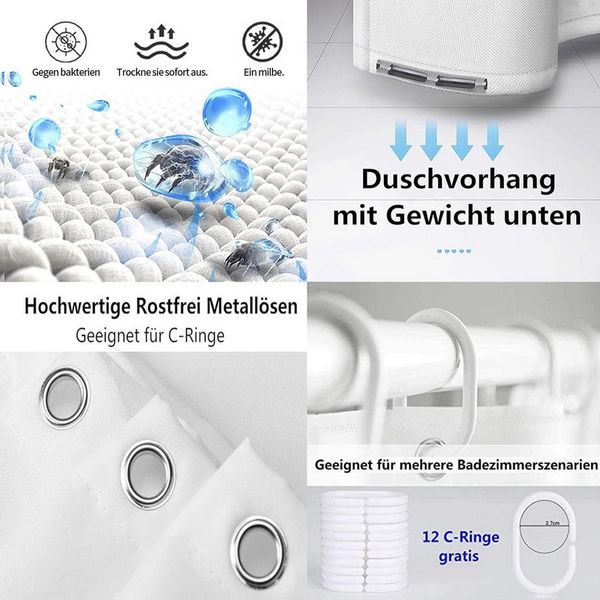 M&W DAS DESIGN Duschvorhang 180x200 Shower curtains Anti schimmel Waschbar lila Tulpen