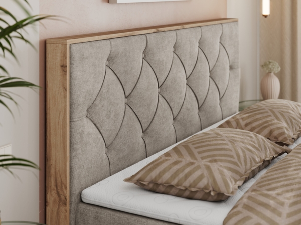 Boxspringbett, Schlafzimmerbett, Bettkasten - VENETO - 200 x 200 cm - Beige Stoff - H3 Bild 3