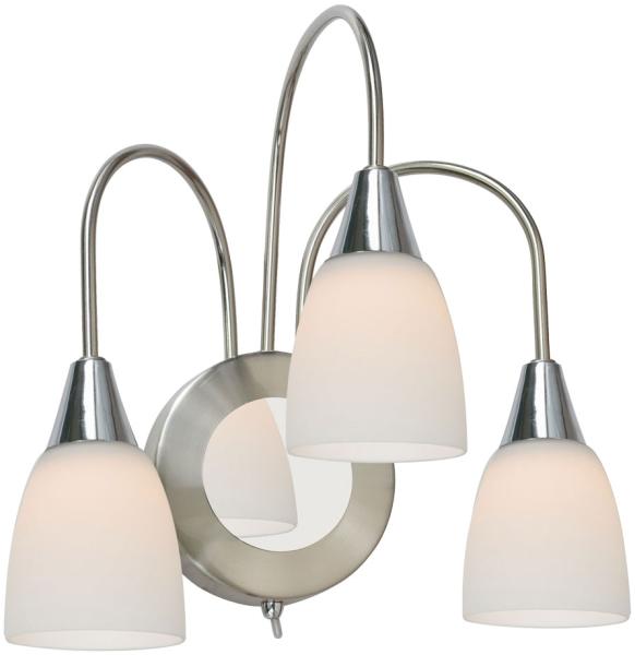 LED Wandleuchte nickel matt, Glas opal, B 26 cm