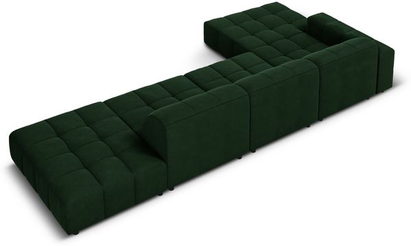 Micadoni Ecksofa Jennifer 5-Sitzer Links Samt Flaschengrün Bild 4