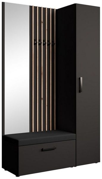Beautysofa Garderobenschrank mit großem Spiegel und Kleiderstange MARGARET II+IV ein hoher eintüriger Kleiderschrank und ein komfortabler Schuhschrank